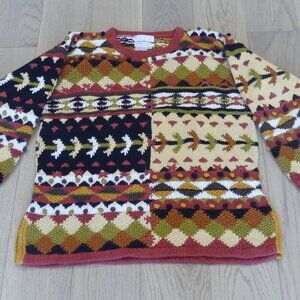 Jennifer Reed Vintage 1990s Hand Knitted Cottagecore Folk Sweater Large